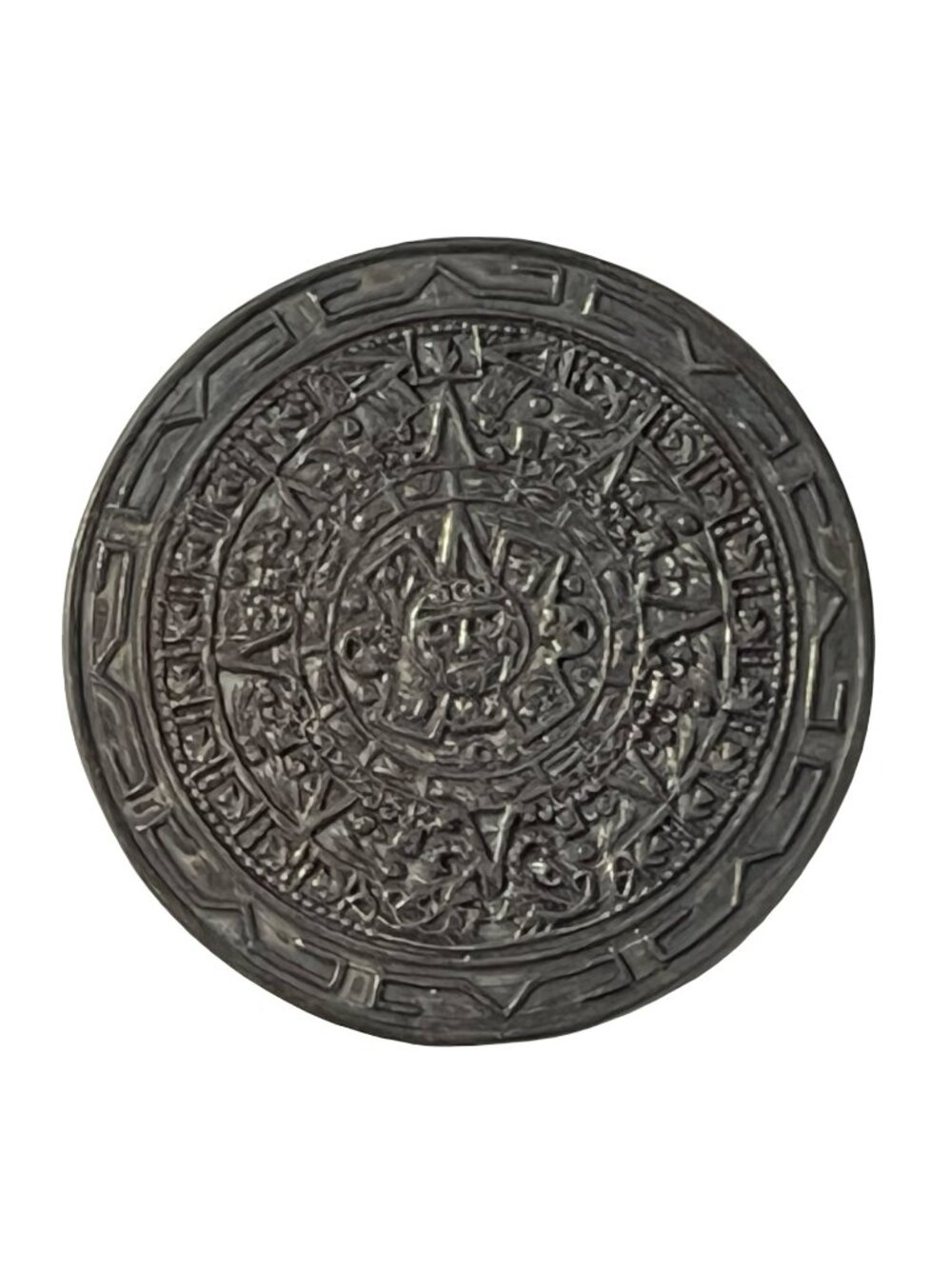 Vintage Taxco Mexico Sterling Silver Aztec Calendar Brooch Pendant J Gomez Sun S